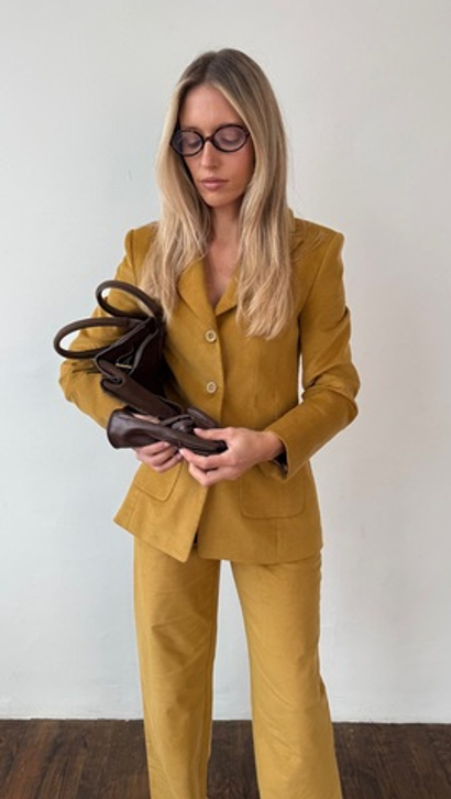 Пиджак вельветовый охра