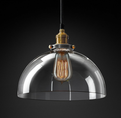 Подвесной дизайнерский светильник  20th C. Factory Filament Clear Glass Dome Pendant by Restoration Hardware