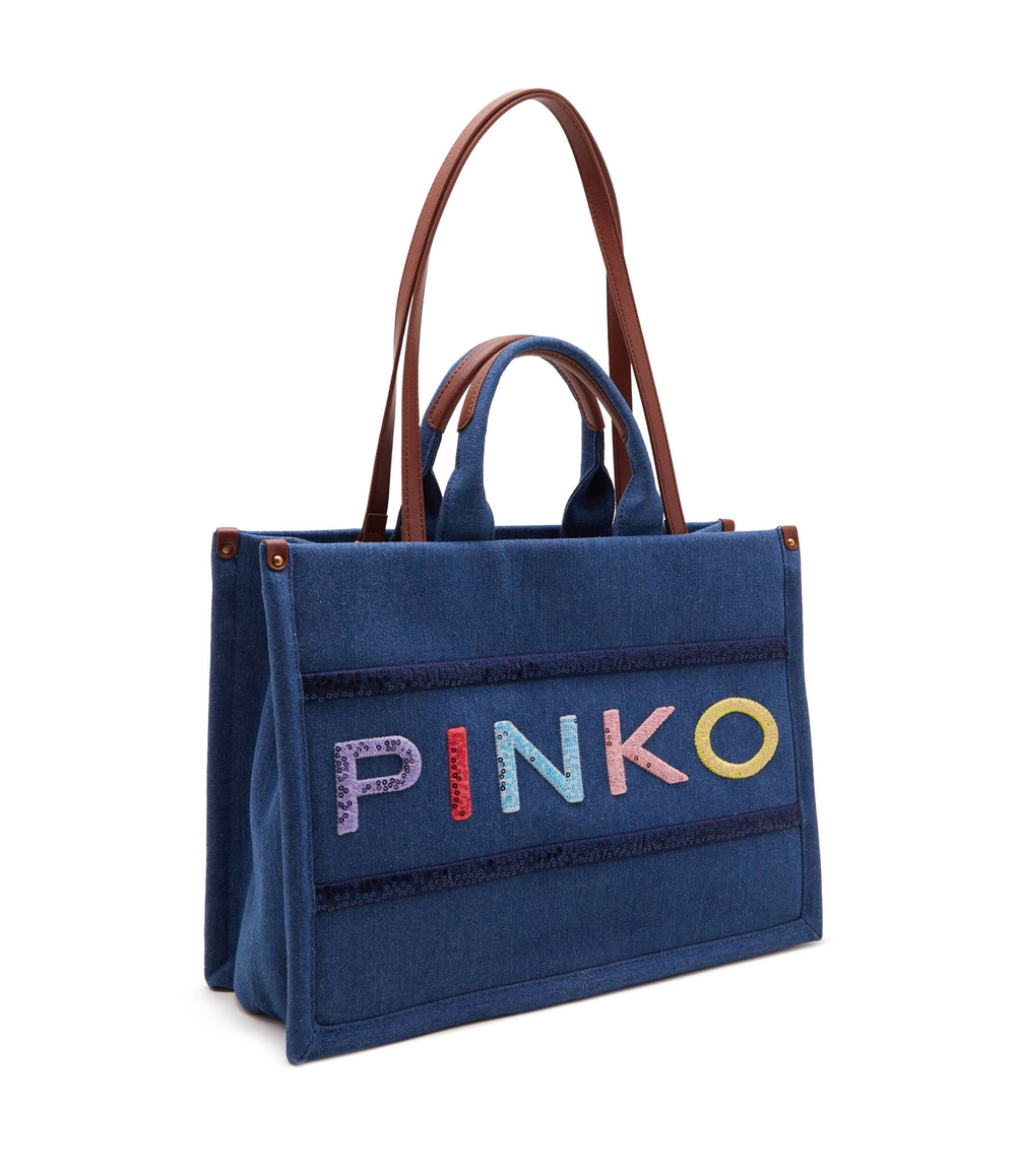 Сумка-шопер SHOPPER DENIM RICAMO LOGO Pinko - голубой(101964 A17T)