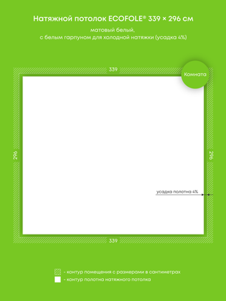 Матовый натяжной потолок 10 м2