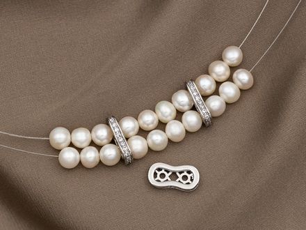 Спейсер 13мм, со стразами (для двухрядных украшений) (1шт)