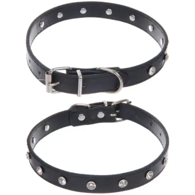 Ошейник для собак и кошек со стразами «На стиле», цвет черный, 2см, размер L, 39*44см (лейбл)