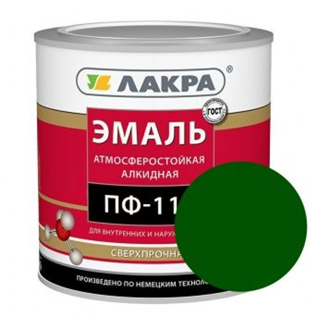 Эмаль ПФ-115 ЛАКРА глянцевая цвет зеленый (1кг)