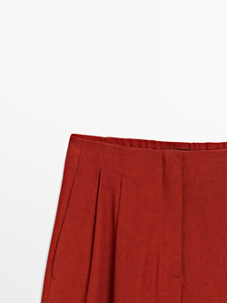 Massimo Dutti Брюки прямого кроя с двойными защипами, красный