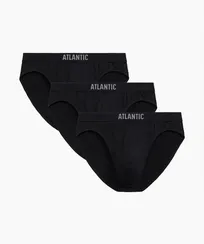 Мужские трусы (3шт) слипы спорт Atlantic Basic 3BMP-094, хлопок, черный