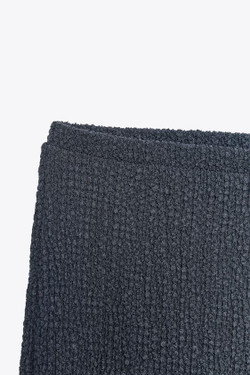 ZARA ПРЯМЫЕ БРЮКИ ИЗ ТКАНИ С ТЕКСТУРОЙ, СЕРО-СИНИЙ