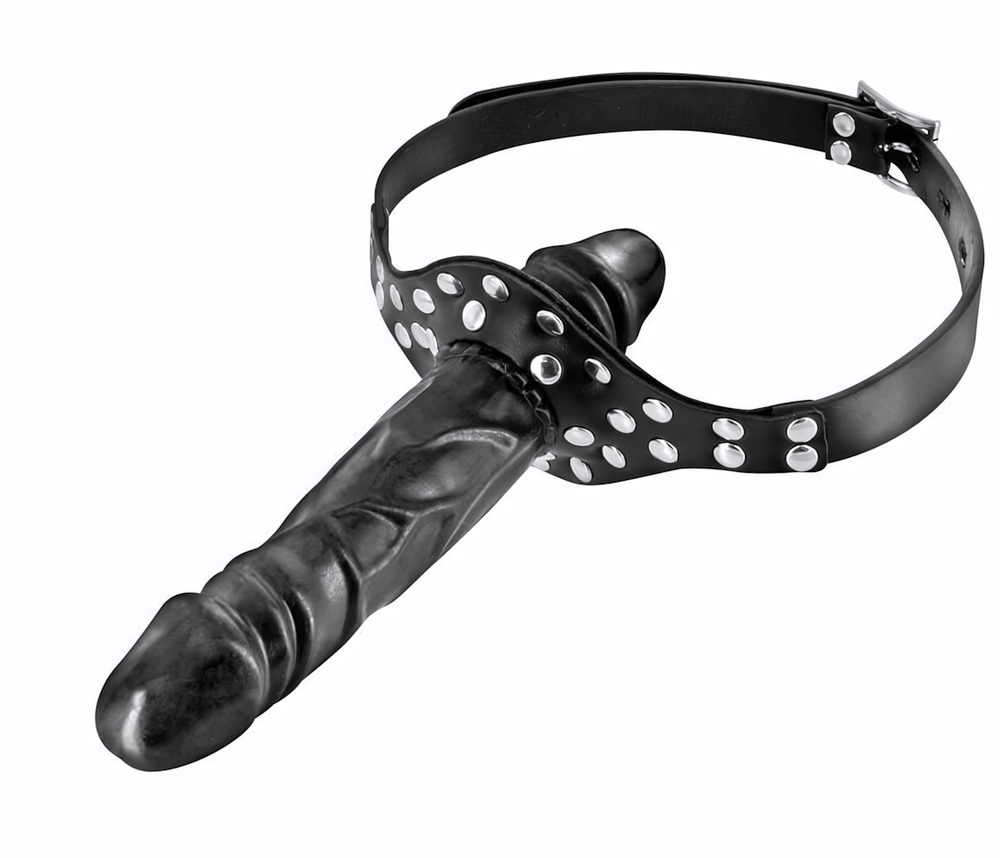 Черный кляп-фаллоимитатор Double Penis Gag (Цвет: черный)