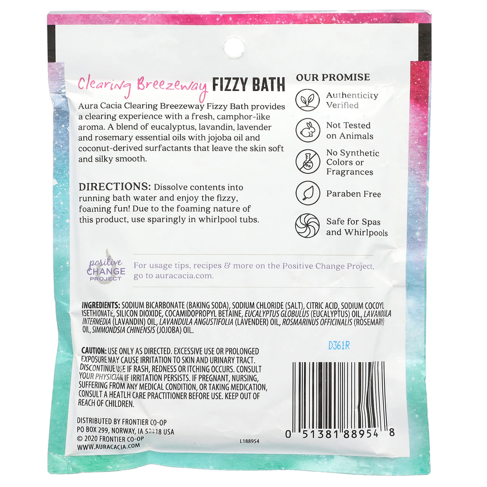 Aura Cacia, Fizzy Bath, Очистительный проход, 2,5 унции (70,9 г)