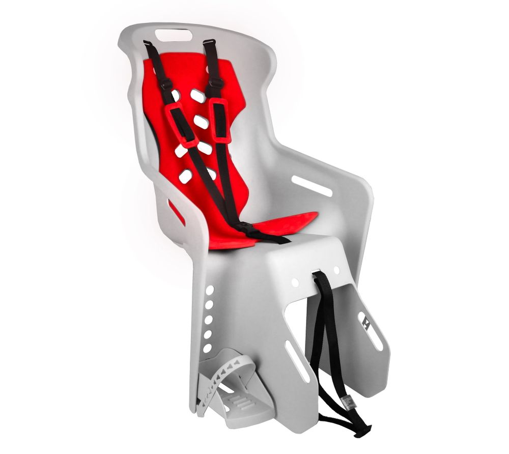 Кресло детское на багажник BRIOSO светло-серое с красной вставкой (доп. черная вставка в подарок) до 22кг &#39;NFUN (Португалия)