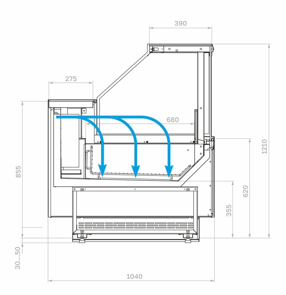 Гастрономическая витрина Carboma BAVARIA 4 GC110 SL 1,5-1 (версия 2.0) (без боковин)