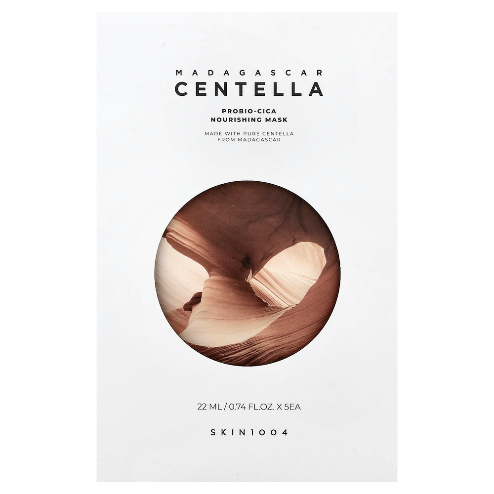 SKIN1004, мадагаскарская готу кола, питательная маска для лица с пробиотиком, 5 шт. по 22 мл (0,74 жидк. унции)