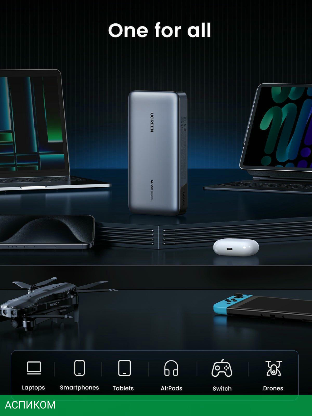 Портативное зарядное устройство Ugreen PB205 Abyss Blue (90597A)