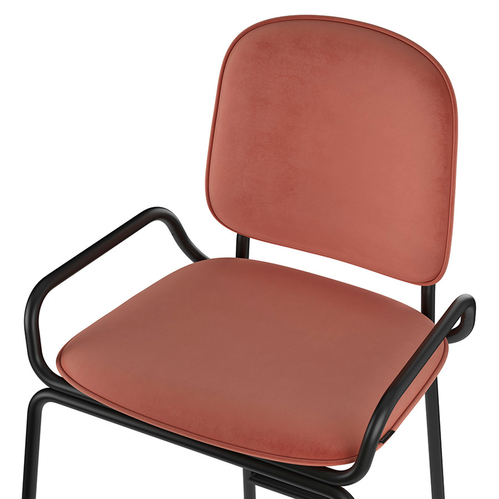 Стул барный Ror, 2 frame, велюр, черный/темно-красный