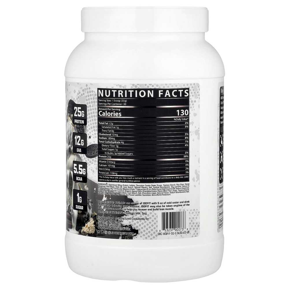 Nutrex Research, IsoFit® Protein, десертный изолят премиального качества, печенье и сливки, 1050 г (2,3 фунта)