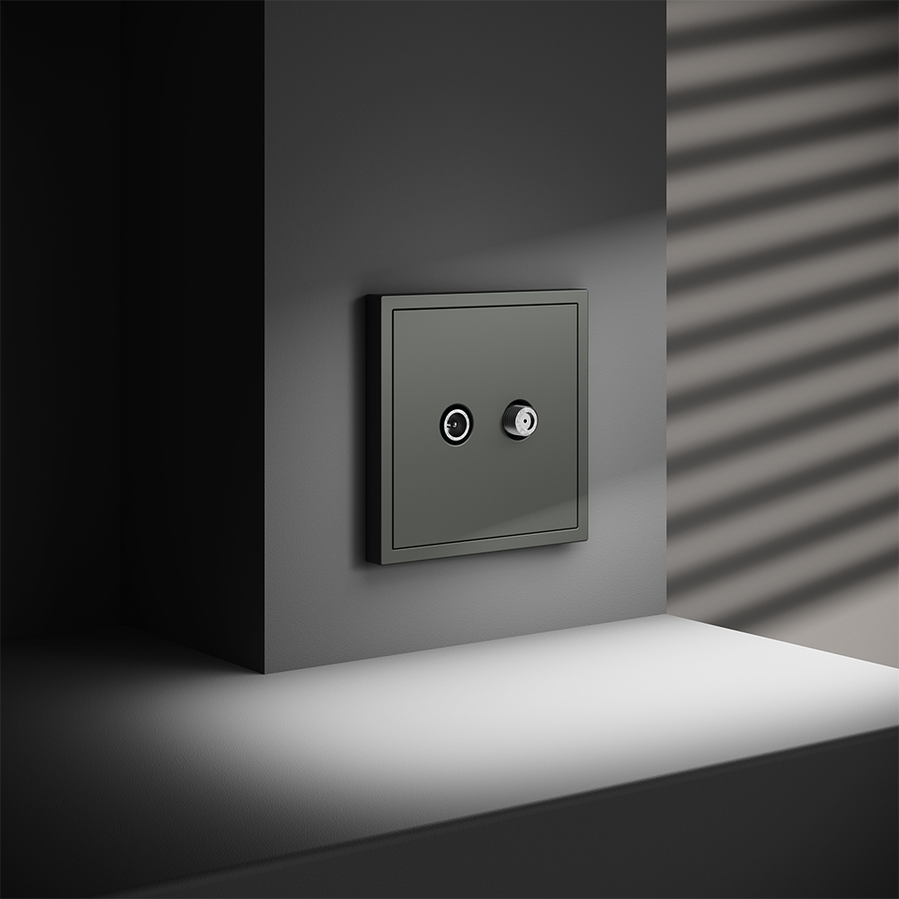 Розетка телевизионная встраиваемая VOLTUM S70 оконечная TV+SAT, (титан)