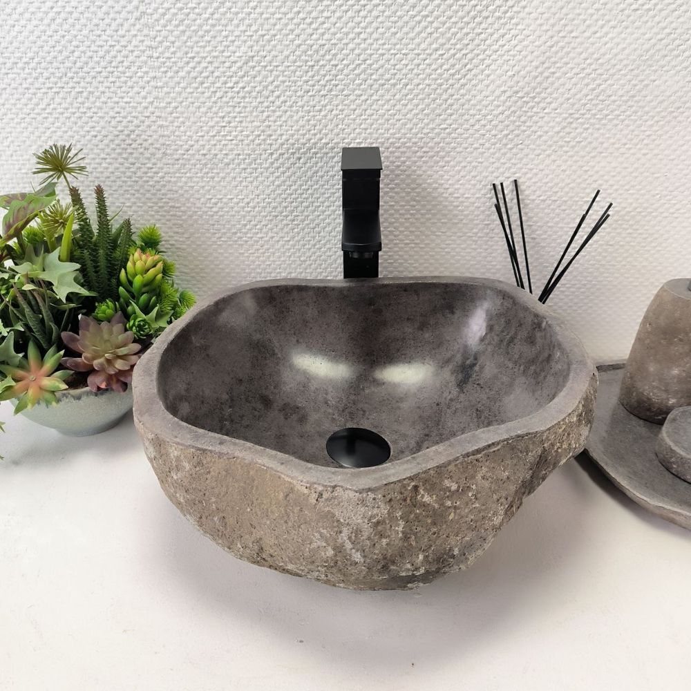 Раковина из речного камня RS-63621 (41*40*16) 0122