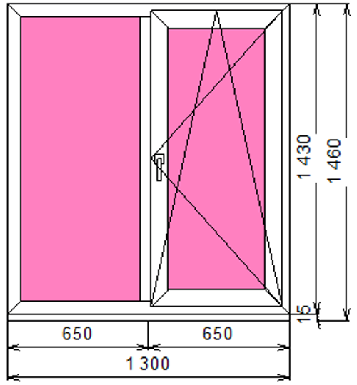 Пластиковое окно 1430 х 1300 ТермА Эко