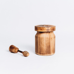 Деревянная чашка (бочонок) для мёда с крышкой и ложечкой для меда из древесины кедра. KD3