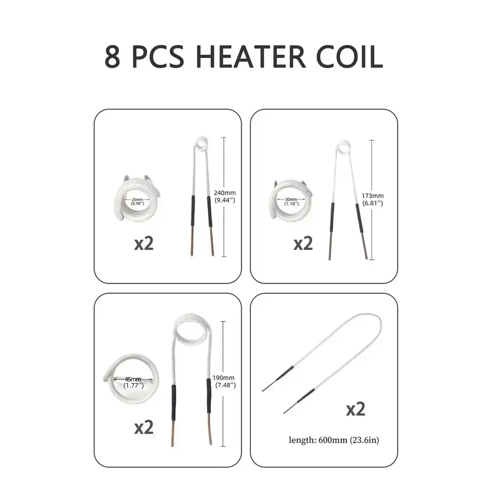 Индукционный нагреватель гаек и болтов, 8 катушек + кейс, 800 C, LED-подсветка