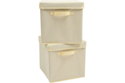 Набор складных коробок для хранения Home One, 30х30х30см, 2шт, крышка в комплекте, бежевый