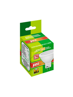 Лампа светодиодная PLED-ECO 5Вт JCDR MR16 рефлектор матовая 3000К тепл. бел. GU5.3 400лм 230В 50Гц JazzWay 1037077A
