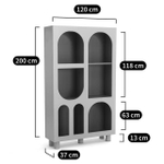Книжный шкаф, 120х37х200, Арчи, стеллаж, для книг и игрушек, серый, Dipriz