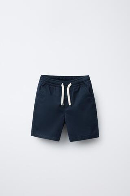 ZARA ШОРТЫ-БЕРМУДЫ ИЗ ТВИЛА, МОРСКОЙ СИНИЙ