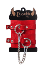 Красные мягкие кожаные оковы с люверсами (Цвет: красный)