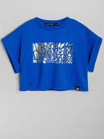 Футболка детская оверсайз укороченная с принтом