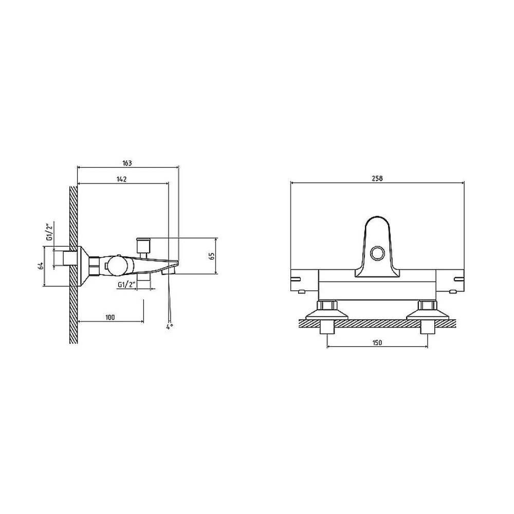 Смеситель для ванны/душа с термостатом, с коротким изливом LUNDEBRUNN 39323