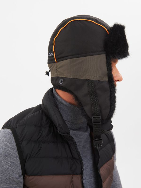 Шапка ушанка зимняя Siberia ткань Breathable цвет Хаки/Черный иск. мех Норка