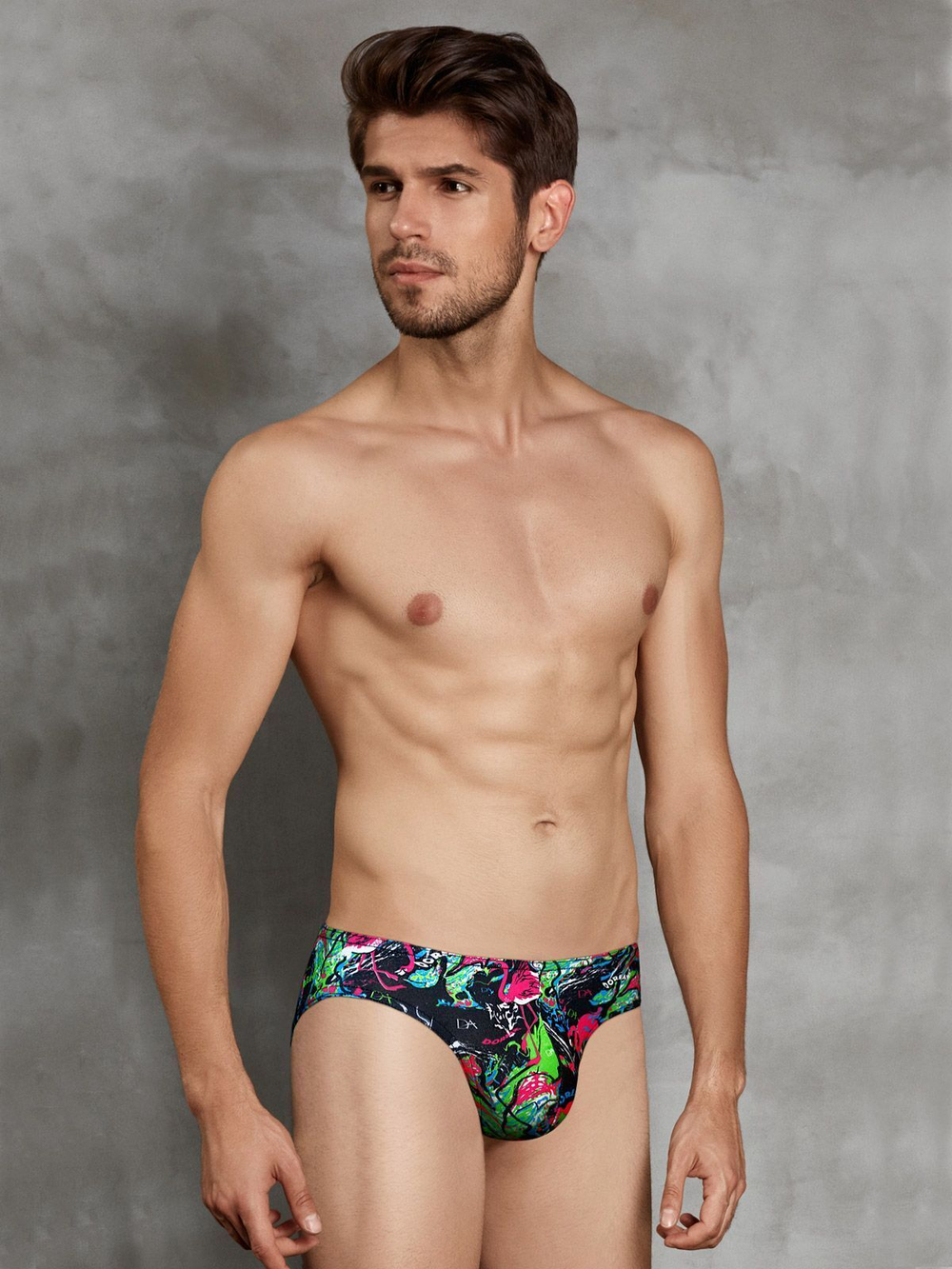 Мужские трусы-слипы с принтом Doreanse Flamingo (Размер: XL) (Цвет: черный)