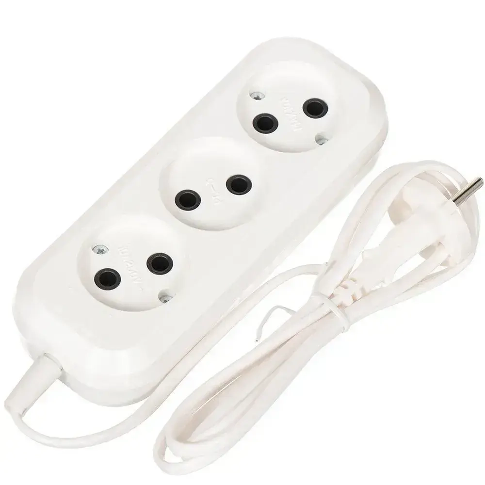 Удлинитель сетевой 1,5 метра, 3 розетки, 1300Вт, 6А