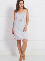 Хлопковая сорочка на тонких бретелях с принтом-бабочками (Размер: XXL) (Цвет: серый)