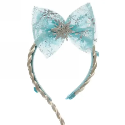 Ободок карнавальный с косичкой «Ледяной бантик»