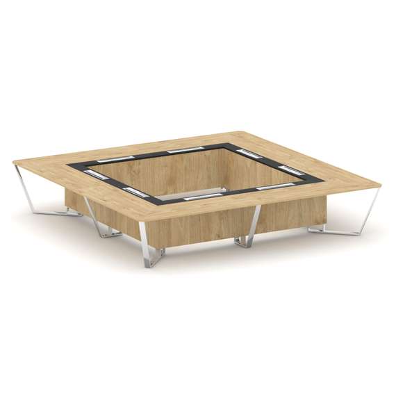 Steel Meet Стол переговорный квадратный MM-PR.B.SP-20K2 Тиквуд Светлый/Графит Глянец/Нержавеющая Ста