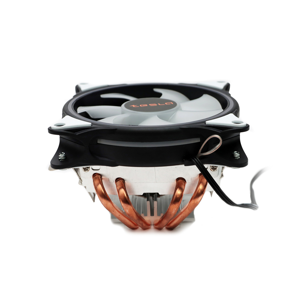 Кулер для CPU TESLA 1040RGB, 1х120мм, 600-1600rpm, 4-pin, Al+Cu, серебристый-черный-белый/RGB, 51.3CFM, 25.1дБ, 4-PIPE(прямой контакт), TDP 155Вт, INTEL 1700/1200/115x/775/1366, AMD AM5/AM4/AM3(+)/AM2(+)/FM2(+)/FM1/754/940/939 (TSL-1040PWM-RGB)