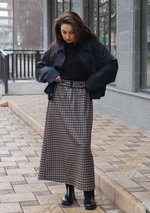 Юбка с поясом в гусиную лапку