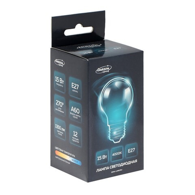 Лампа светодиодная Luazon Lighting, A60, 15 Вт, E27, 1350 Лм, 4000 К, свечение нейтральное белое