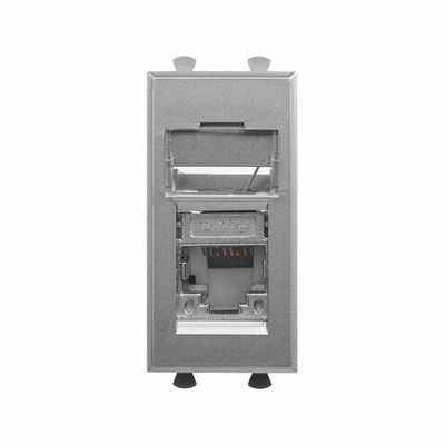 Компьютерная розетка RJ-45 модульная, кат.5е экранированная,"Avanti","Закаленная сталь", 1 модуль