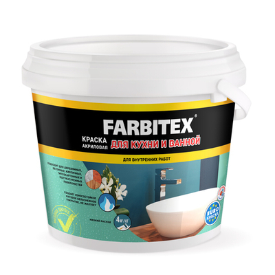 Краска акриловая для кухни и ванной 3кг FARBITEX