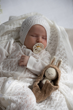 Комплект на выписку "Сакура" со слипом, Молочный