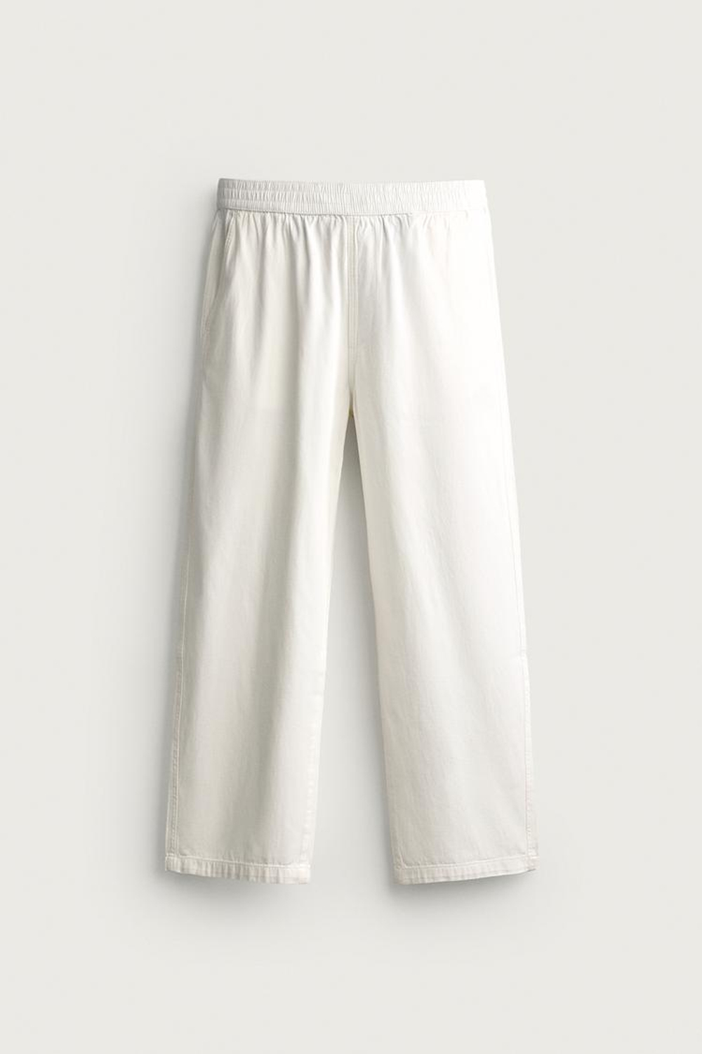 ZARA БРЮКИ RELAXED FIT В ЕЛОЧКУ, БЕЛЫЙ