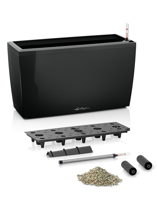 Кашпо Lechuza "Cararo Complete black high gloss" (пластик), 75x30xH43 см