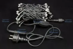 Светодиодная нить с мерцающим диодом 20 м., 220V, 200 холодных белых LED ламп, черный каучук, соединяемая, Winner (w.01.7B.200+)