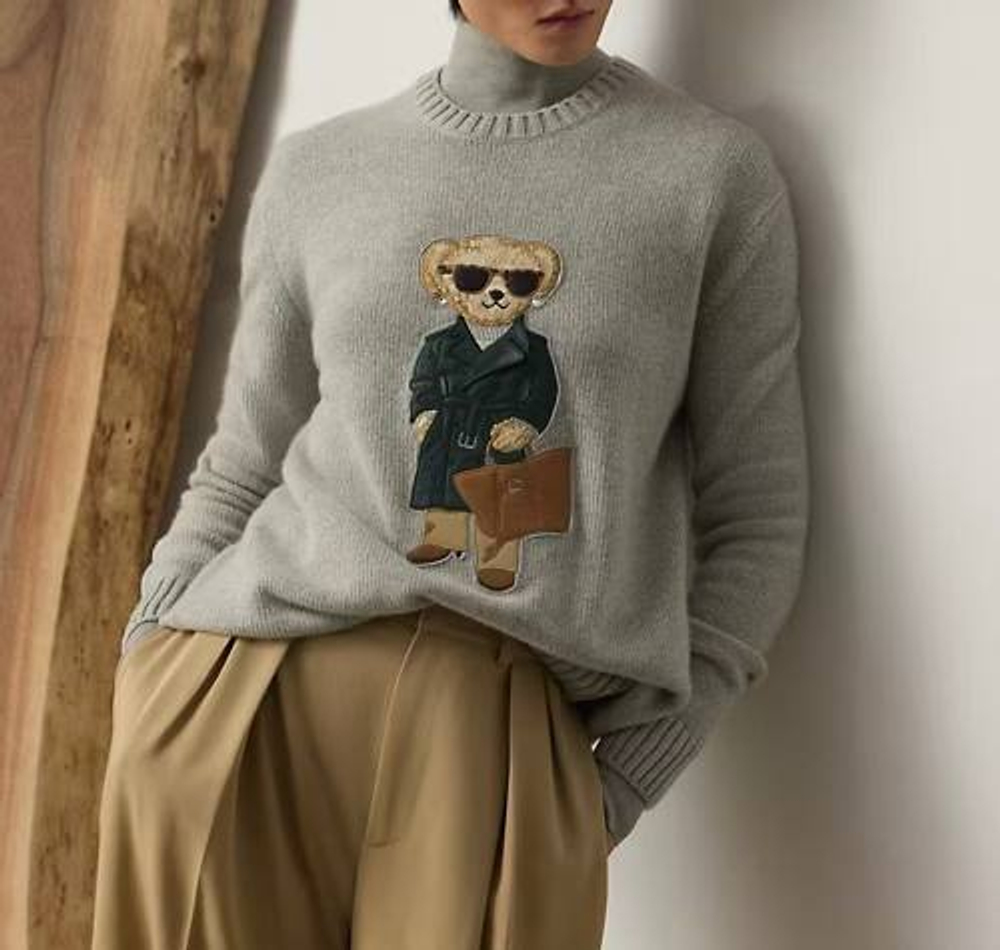 Кашемировый свитер с нашивкой Racing Green Trench Polo Bear от Ralph Lauren Collection