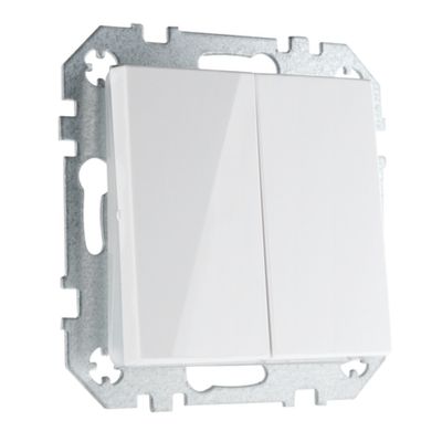 Выключатель кнопка двухклавишный LIREGUS EPSILON IIJ5.10-203-01.E/B белая