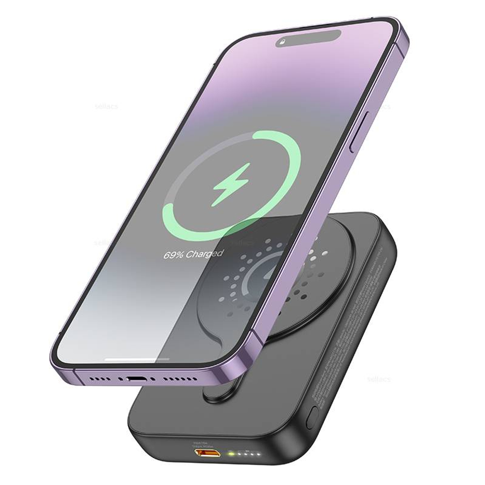 Портативный аккумулятор с MagSafe Hoco J117A 10000mAh QC3.0 (black) (Краснодар склад)