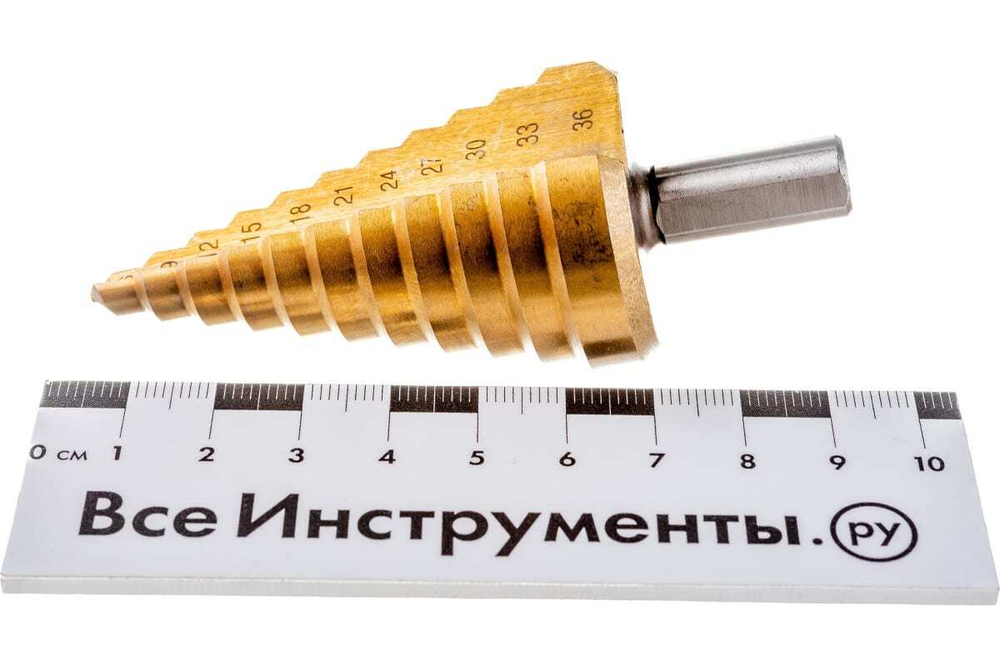 Сверло ступенчатое по металлу (6-36 мм; шаг 3 мм; HSS TIN) Sturm 1055-S636