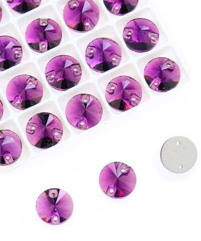 Стразы пришивные стекло Crystal риволи, Ø 16 мм, св.фиолетовый
